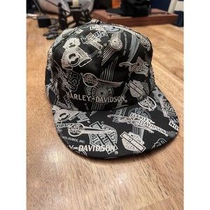 Vintage Harley Davidson Strapback Hat Cap Holoubek 1991 Rare All Over Print